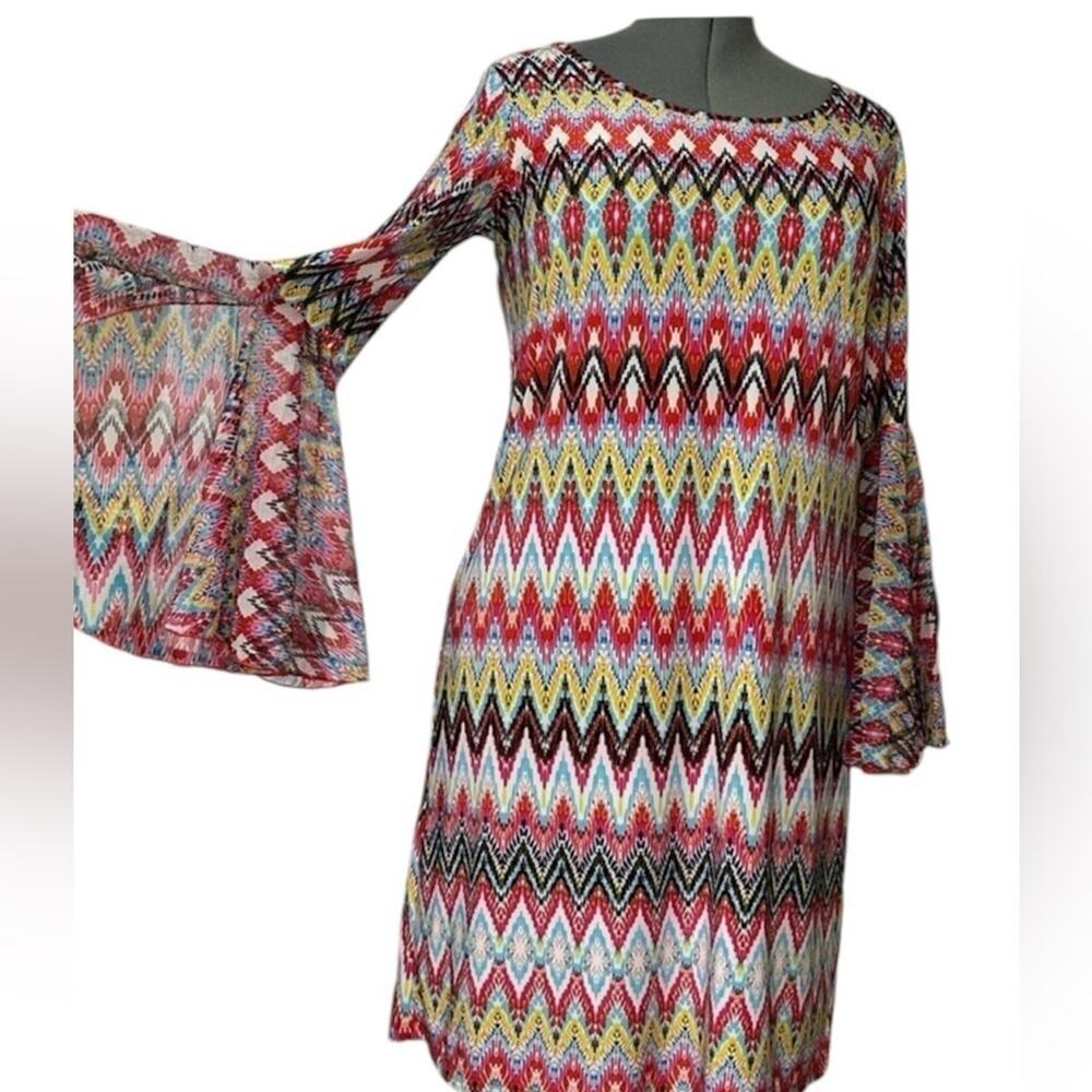 TACERA FLAMESTITCH PRINT DRESS